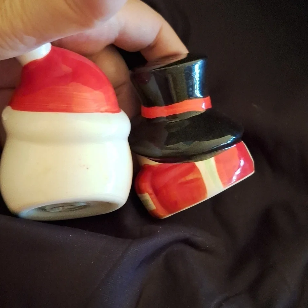 Santa and Snowman Ceramic Figurines
